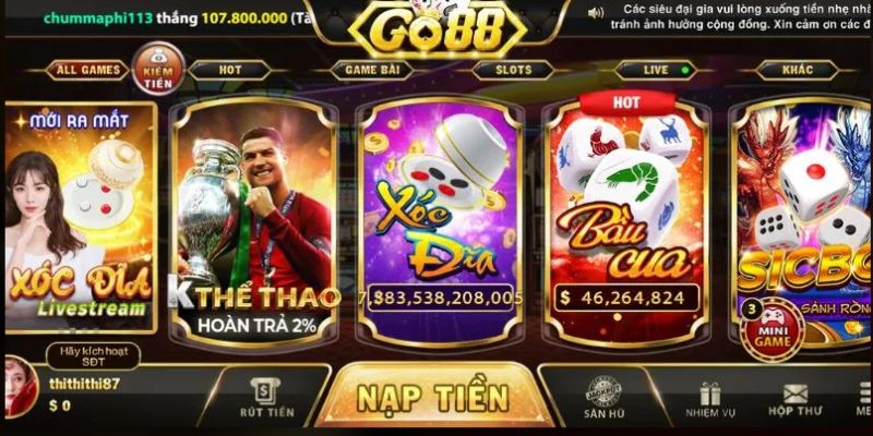 Những điều cần biết về nạp tiền Go88.