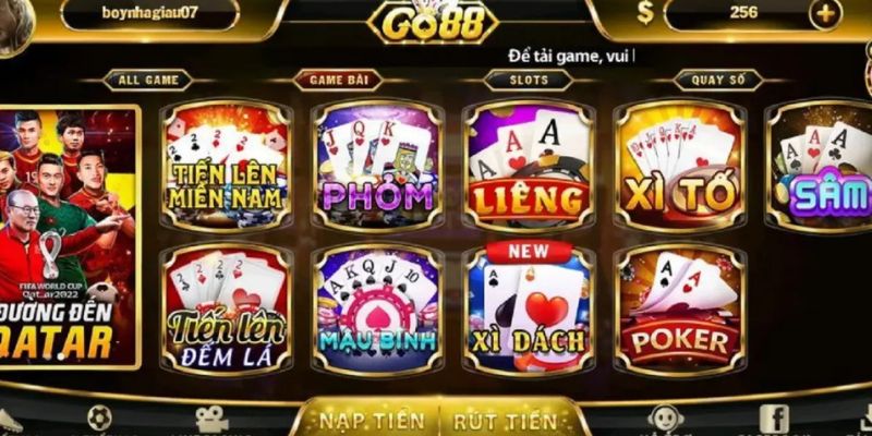 Danh sách trò chơi bài Go88