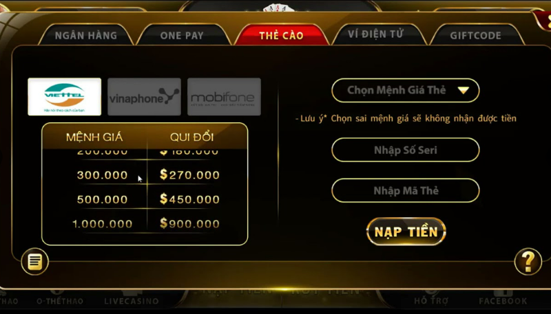 Một số lưu ý khi nạp tiền Go88.